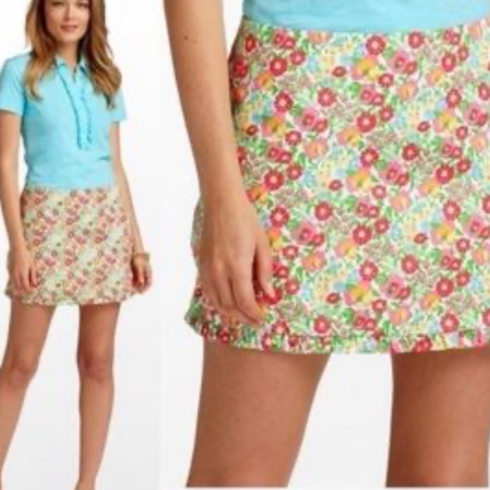 Lilly Pulitzer Jarvey Garden By The Sea Floral Mini Skirt Size 4 Preppy Travel